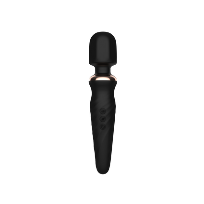 Black wand vibrator with a gold band on transparent background